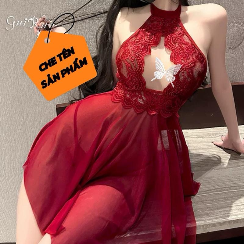 4317 váy ngủ nữ yếm ren mềm mịn kèm quần lót của Thuý venus