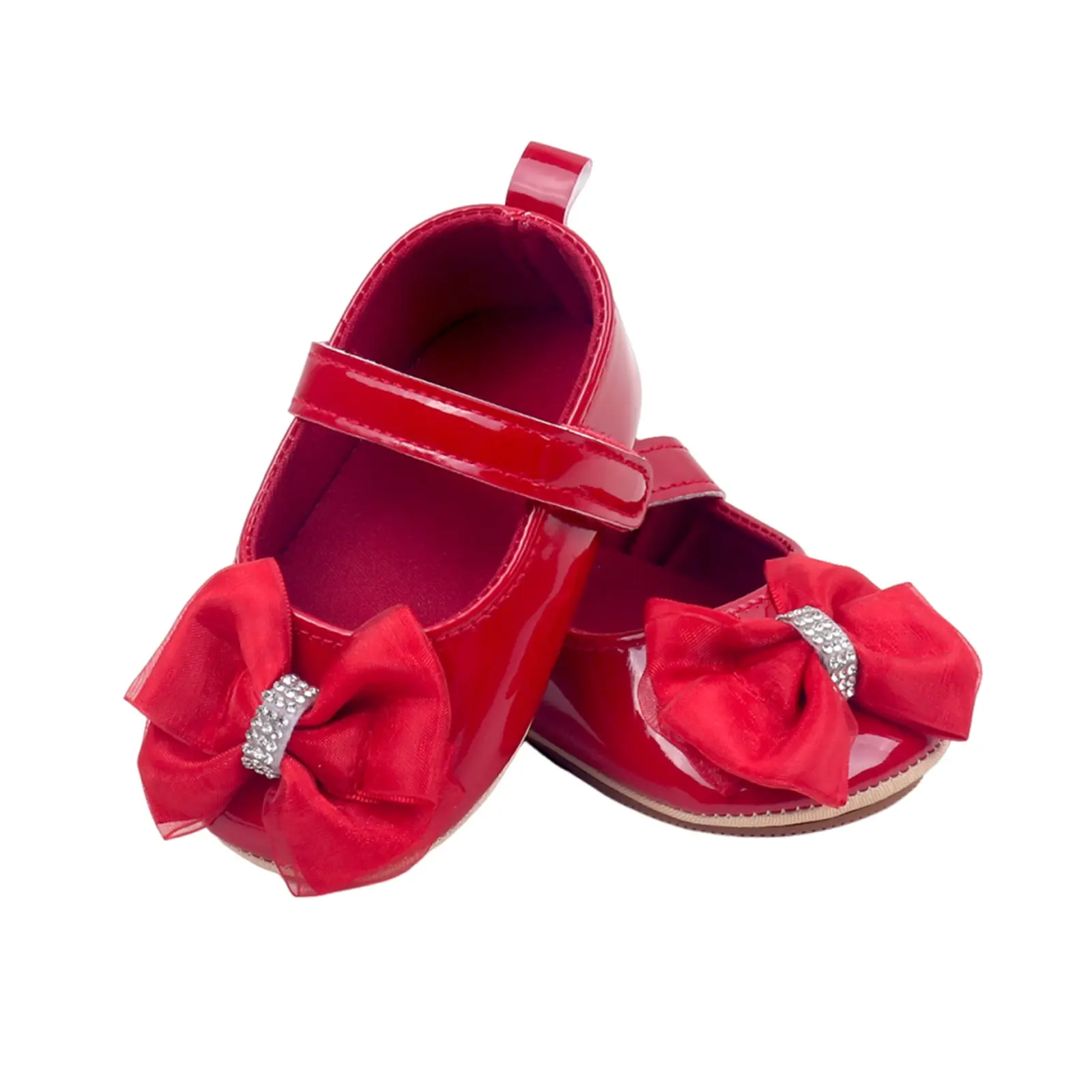 Baby Girls Mary Jane Shoes Princess Cute Bow Design Soft Non-Slip Infant Baby First Walking Shoes