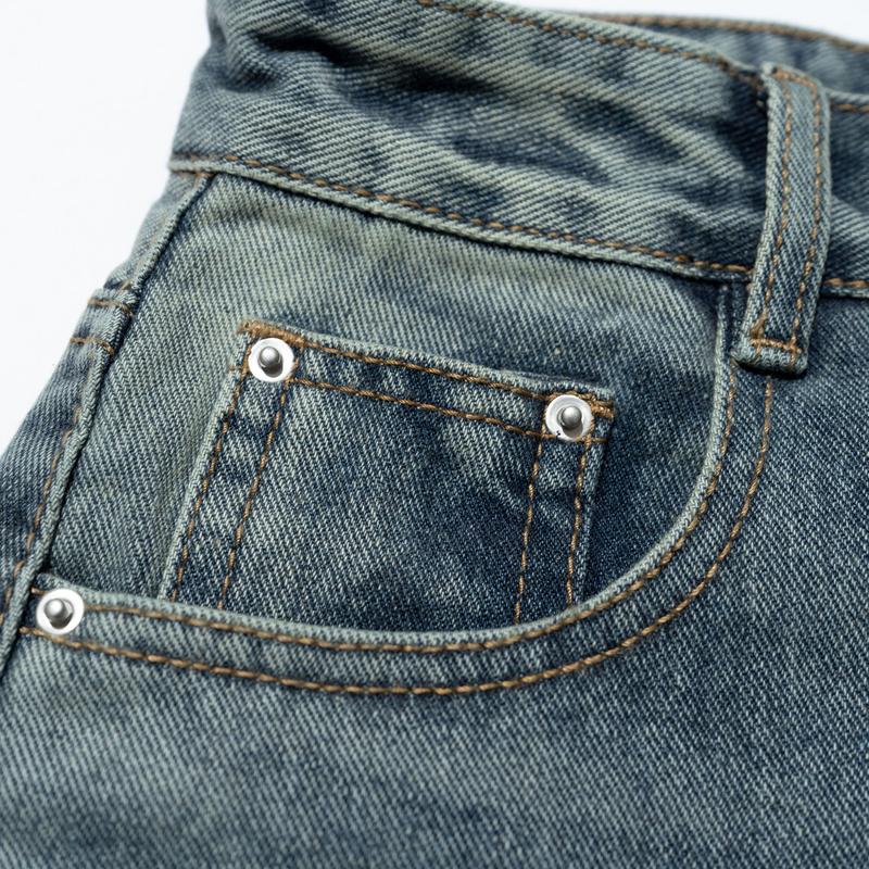 Quần Baggy Jean Nữ  Lưng Cao Không Co Giãn Rách Gối Kiểu Cá Tính Denim 6