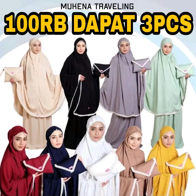 Hemat 100Ribu Dapat 3Pcs Mukena Traveling Renda Hyget Polos 0