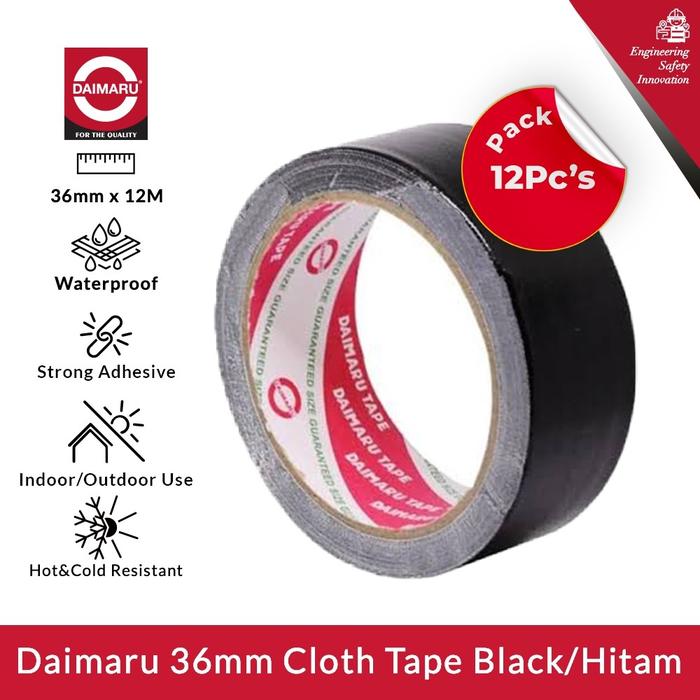 Gambar Daimaru Cloth Tape Lakban Kain Hitam 36mm x 12m / 1.5 Inch (12 Pcs) - Lakban Kain dari Aki Murah Jakarta Kota Tangerang Selatan Tokopedia
