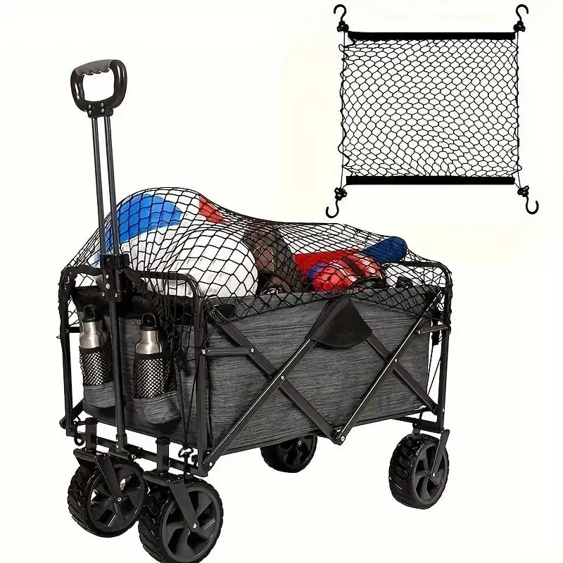 Wagon Cargo Net, 1 Count Nylon Net, Wagon Cargo Netting with Hook for Folding Trolley Cart and Beach Cart