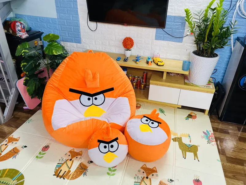 VỎ + LÓT (KO XỐP) ngoài của ghế lười hạt xốp BBK hình thú, vải nhung lạnh mềm mịn, vỏ lót có khoá kéo, chưa có xốp 2