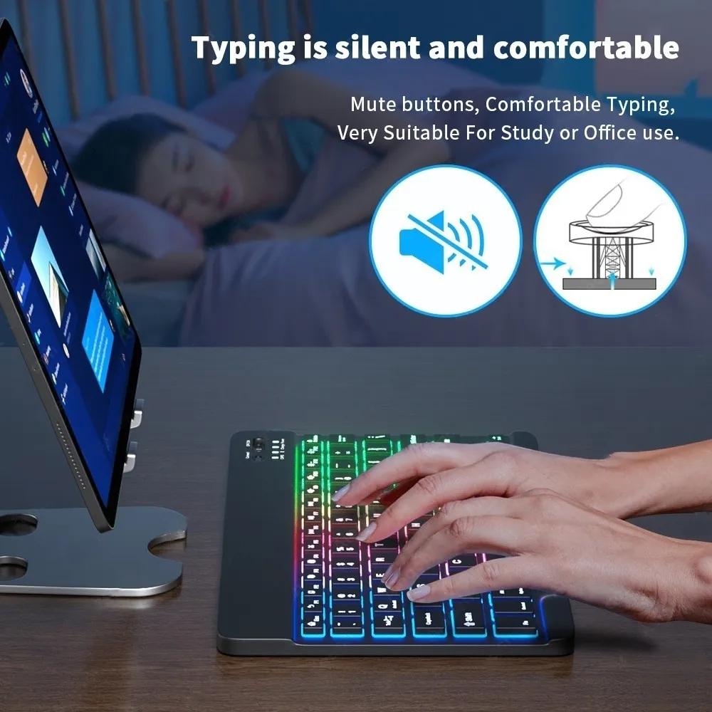 【COD/GOOJODOQ】10 Inch Backlight Wireless Keyboard And Mouse LED Colorful Bluetooth Keyboard For iPad Laptop Android iPhone Lampu 【COD/GOOJODOQ】10 Inch Backlight Wireless Keyboard And Mouse LED Colorful Bluetooth Keyboard For iPad Laptop Android iPhone Lampu