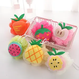 BISA COD H6685 Spons Mandi Karakter Buah Cute / Fruit Shaped Shower Puff dengan Tali Gantungan Praktis