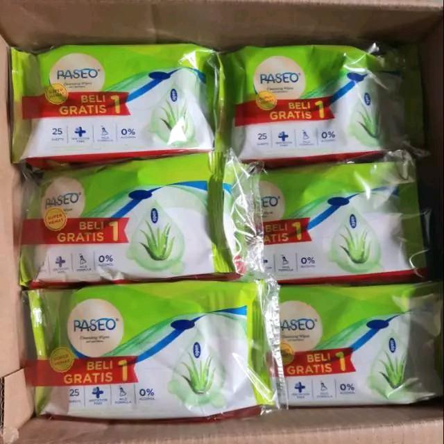 (4 Bundle isi 8 Pcs) Tissue Basah PASEO Anti Bacterial Wipes 25 Sheets 4 Bundle Tisu Basah Bayi Aroma Aloe Vera 5