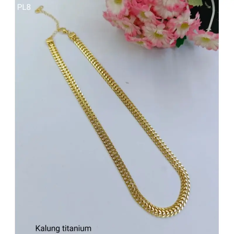 Permata Merah - Kalung Tikar/Lipan Titanium Tidak Luntur Perhiasan Wanita Dewasa Terbaru Aksesoris Cantik Perempuan 1