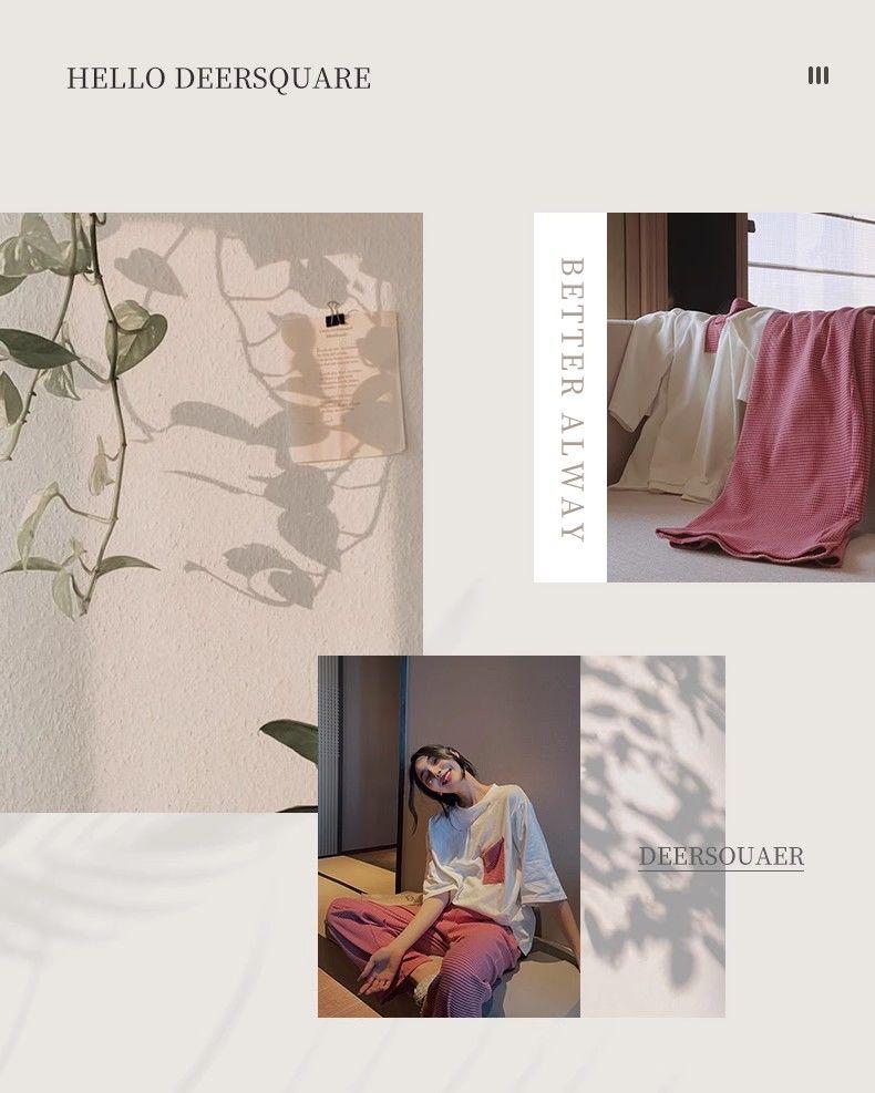 Product Introduction of Bộ Đồ Ngủ Cotton Mùa Xuân Lãng Mạn, Quần Áo Nữ, Phong Cách Mới Mùa Hè, Có Thể Mặc Ngoài Trời, Đồ Mặc Ở Nhà Phong Cách Sọc, Bộ Áo ngắn Tay Và Quần Dài, 1012 Người Thu Thập 3
