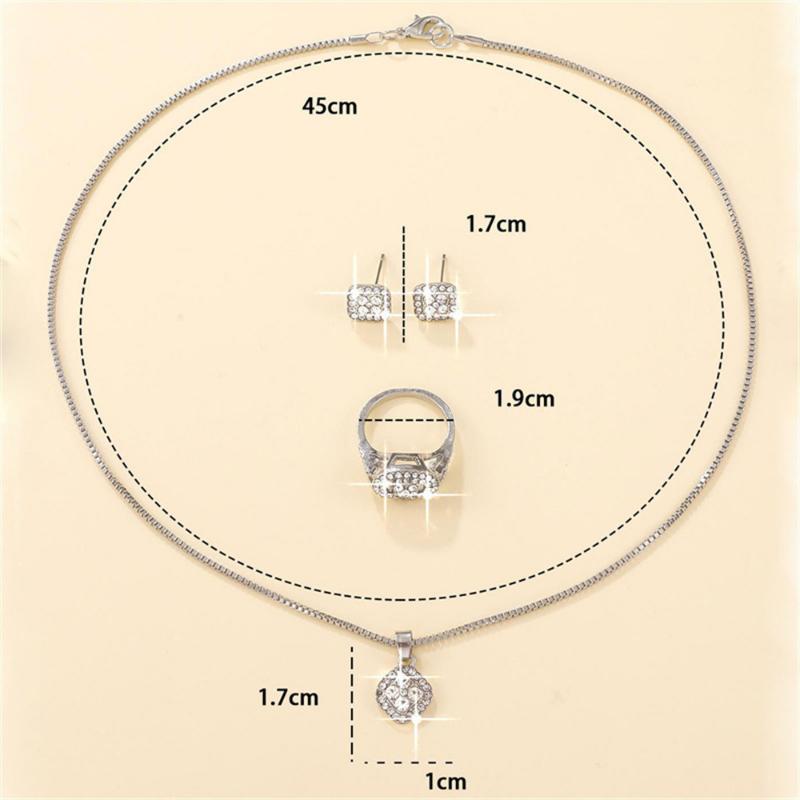 Product Introduction of Phụ Nữ Kim Cương Giả Vòng Cổ Bông Tai Bộ Trang Sức Sáng Bóng Thời Trang Thanh Lịch Sang Trọng | Gấu Pink 17
