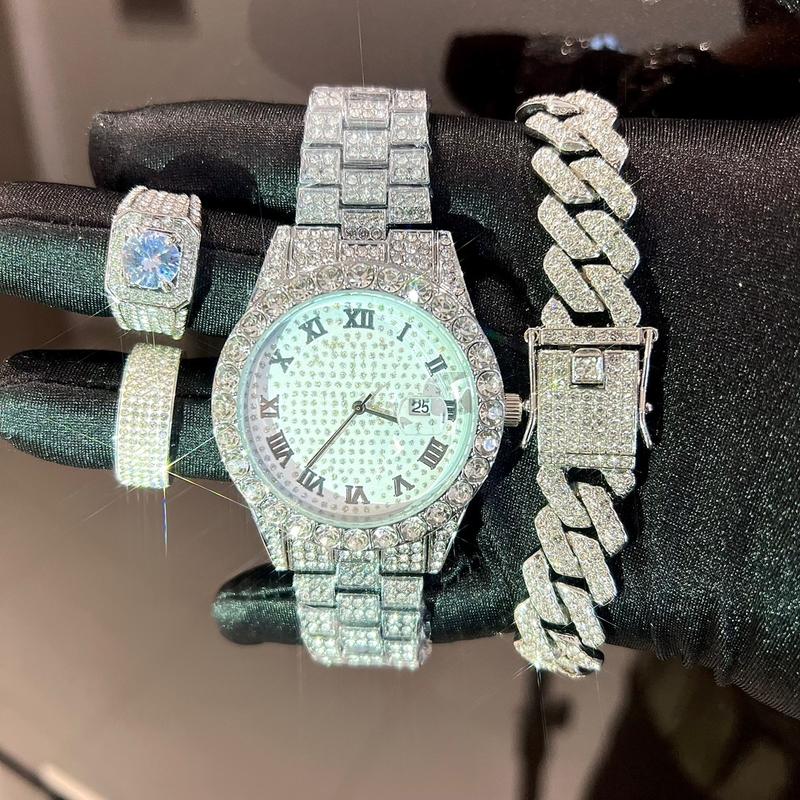 Combo đồng hồ lắc tay đính đá bản 2025 (tặng nhẫn đá kc) dongho theanh