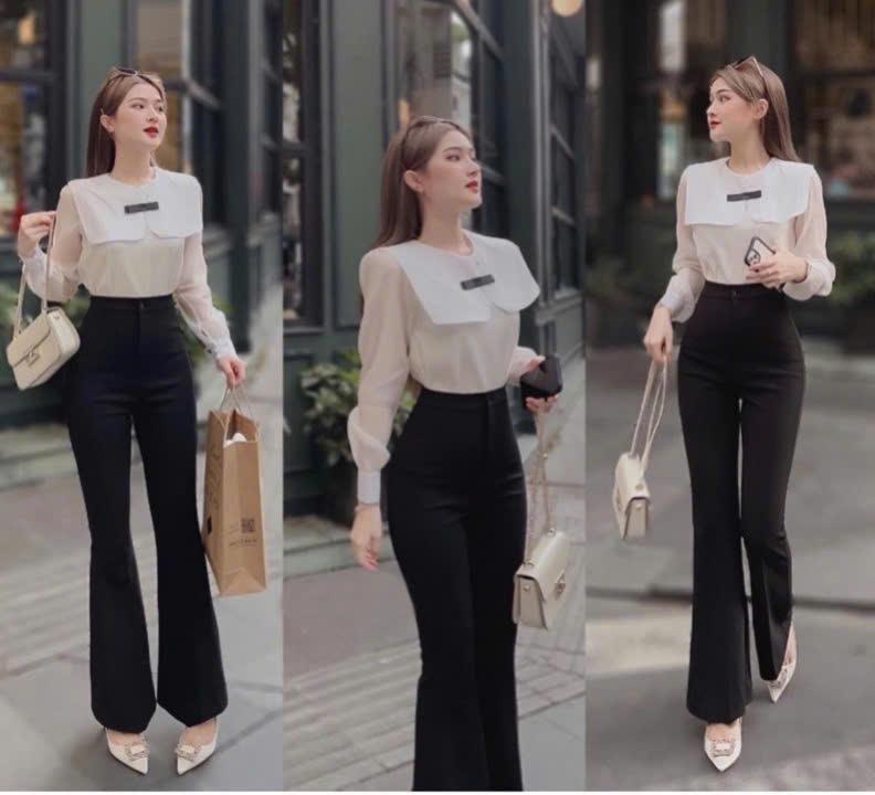 Quần Tây Ống Pass - Quần Tây Ống Loe Không Túi Chất Liệu Tuyết Mưa Cao Cấp Không Xù Không Nhăn Ôm Eo Tôn Vòng 2 Và Vòng 3 Phái Nữ Women Ong 0