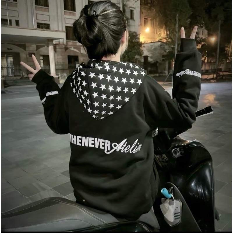 Áo Nỉ Hoodie Mũ Họa Tiết MŨ NGÔI SAO Nỉ Bông Mũ 2 Lớp Nam Nữ