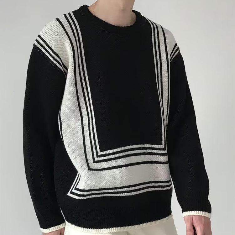 Áo Len Nam Cổ Tròn Phối Kẻ DYACI Kiểu Dáng Sweater Phong Cách Hàn Quốc AL66 Menswear Sọc 0