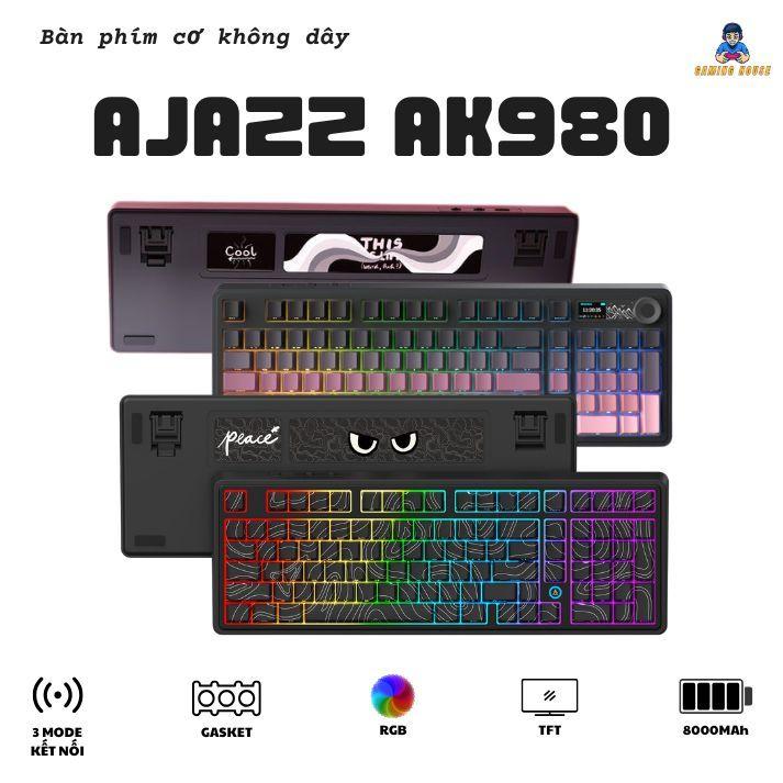  Bàn phím cơ Ajazz AK980 - 3 Mode kết nối - Led RGB- Gasket Mount - Pin 8000Mah 