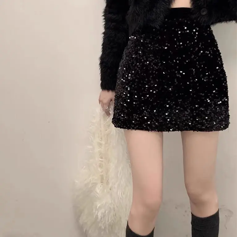 Chân váy kim sa lấp lánh bling đi tiệc đi bar cafe Noel cho nữ 55-90kg Lisa.Bigsize 5