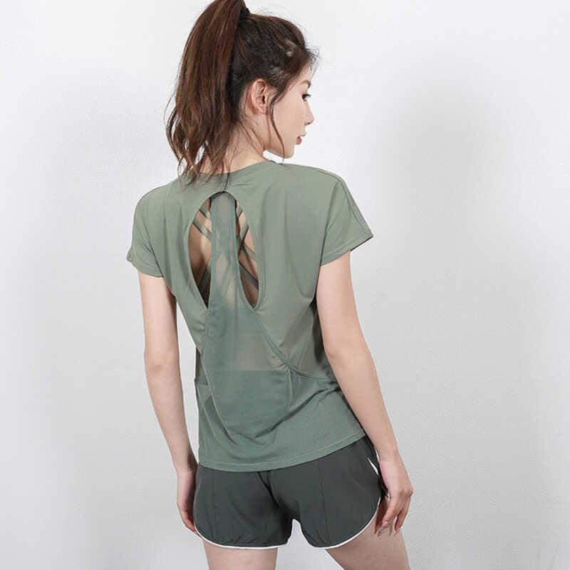 Product Introduction of Yoga Sexy Backless Quick drying T  Fiess Sports Top Women's Loose Running Short Sleeves 14