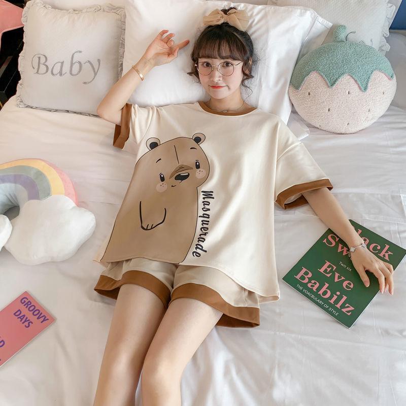 Product Introduction of Bộ Đồ Ngủ Nữ, Phong Cách Mùa Hè, Với Đệm Ngực Tích Hợp, Thiết Kế Hoạt Hình, Làm Bằng Cotton Nguyên Chất, Quần Áo Dễ Thương, Thích Hợp Mặc Nhà, Màu Bạc Nước, ngắn Tay Mỏng, Cổ Tròn Women Top 4