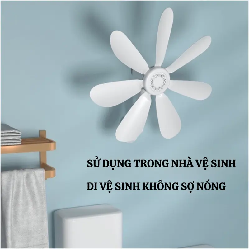 Quạt Treo Tường Mini 8 Cánh Quạt Âm Thanh Nhỏ Chống Ồn Kèm Miếng Dán Fan QuạT 3