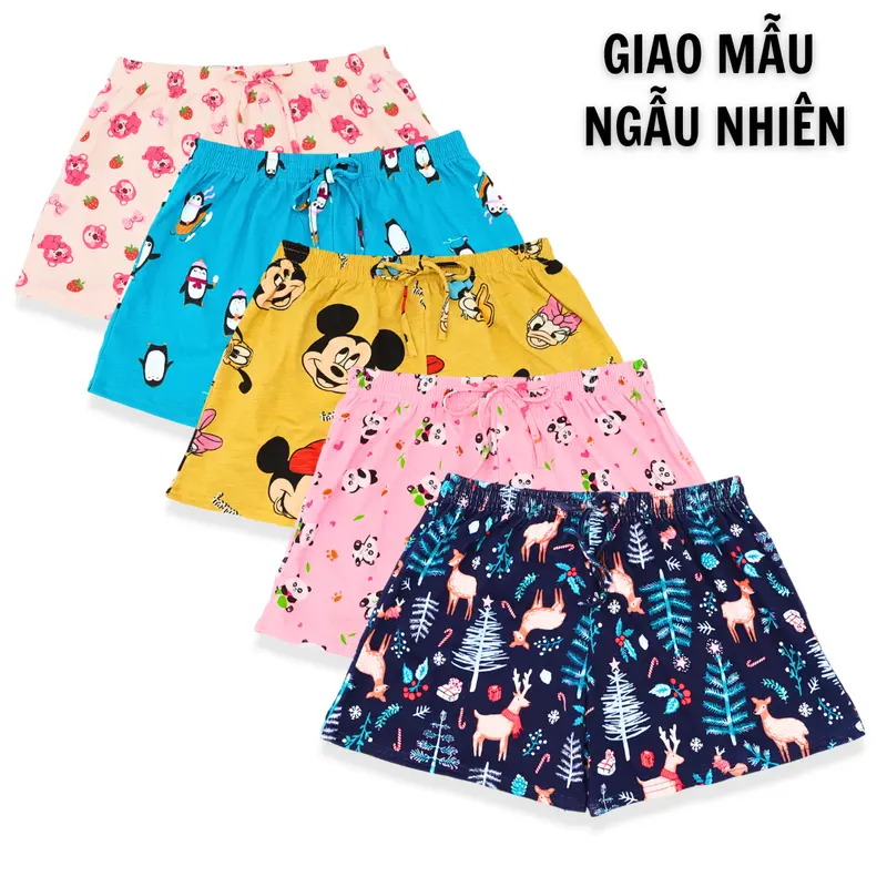 Combo 5 Quần Đùi Thun Nữ Mặc Hè Thoáng Mát Xinh Xắn Thích Hợp Mặc Ngủ Mặc Nhà Cotton Top Áo Women Quần Ngủ 5