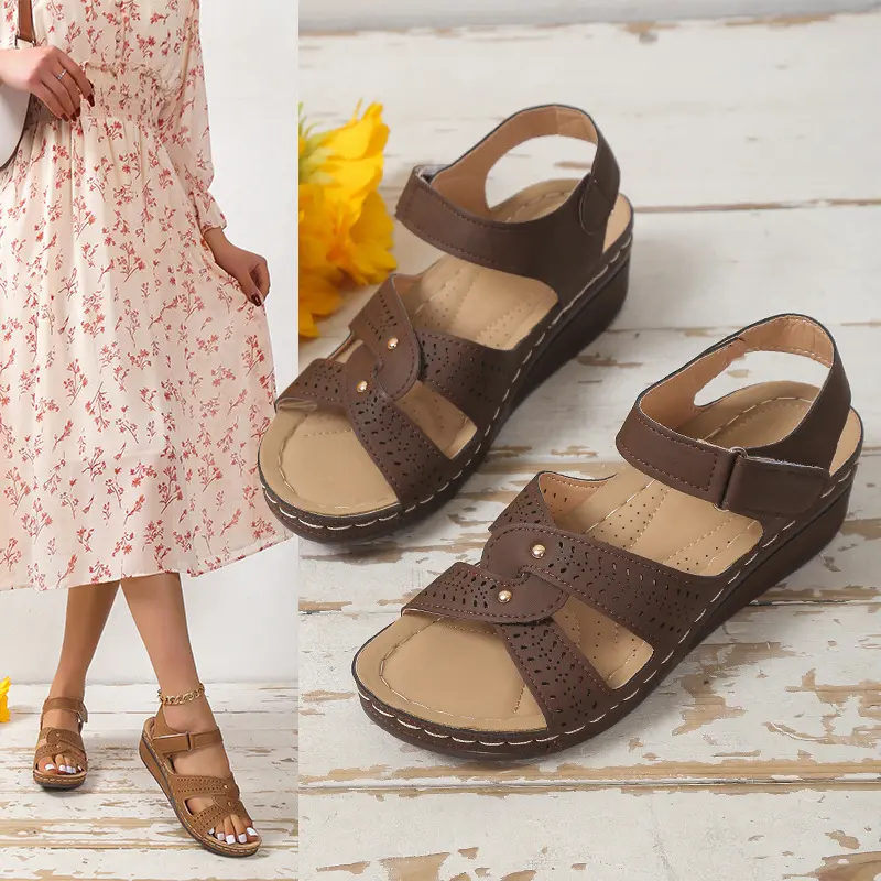 2025 New Sandals Women's Wedge Velcro Platform plus Size Strap Sandals in Stock Summer Comfortable Women's Shoes fashion  sandals