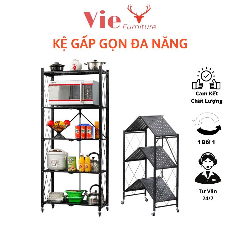 Kệ Để Đồ Đa Năng Gấp Gọn Có Bánh Xe 3/4/5 Tầng Tiện Ích Cho Nhà Bếp, Phòng Ngủ, Phòng Khách Kitchen