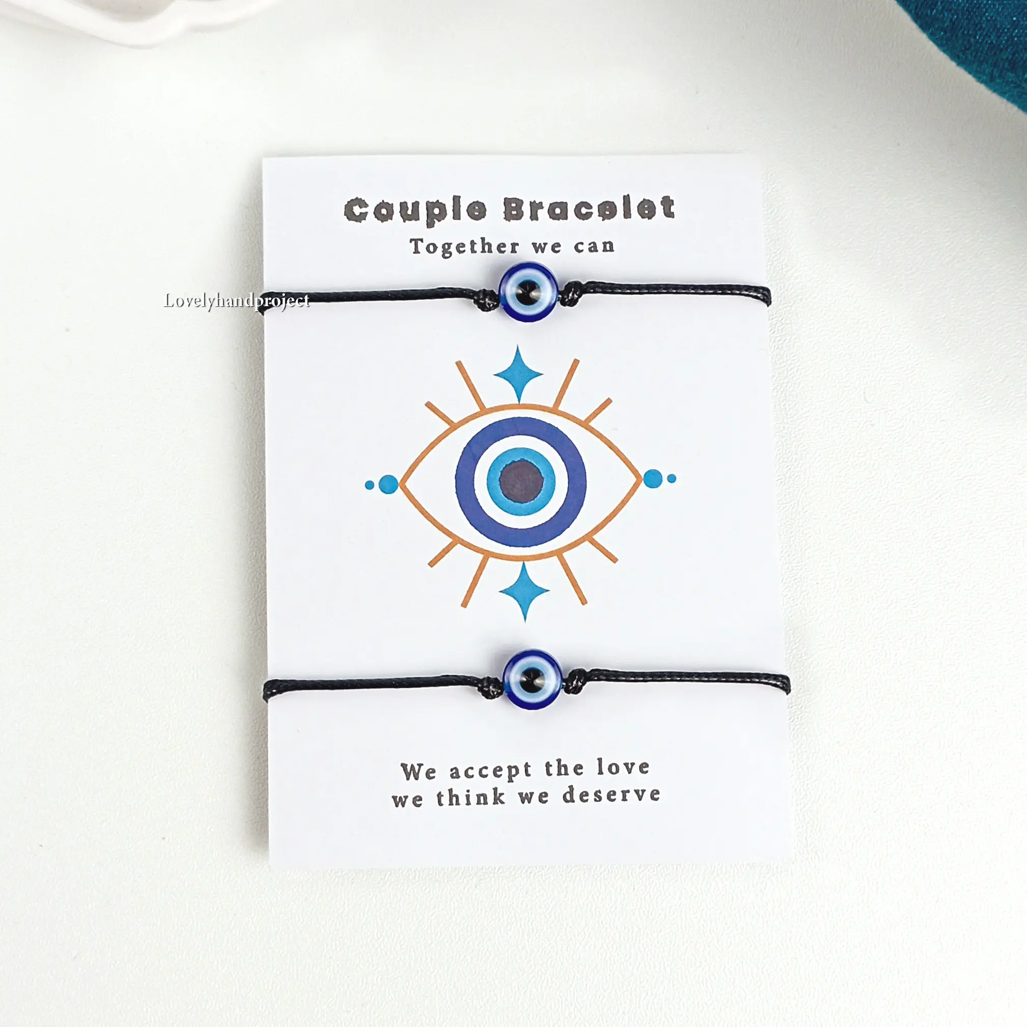 Gelang Manik Mata Devil eye Blue Nazar Boncugu Couple Tali Waterproof Satin Tridatu Turki Bisa untuk Pasangan dan Hadiah Persahabatan benang bracelets jewellery  putih  love