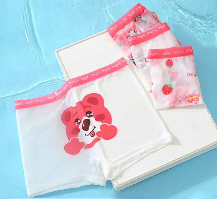 10-45kg Set 4 Quần Chip Bé Gái Lưới thoáng khí 2 Đáy họa Tiết Kuromi, gấu dâu, labubu cho bé gái từ 1- 16 tuổi 2