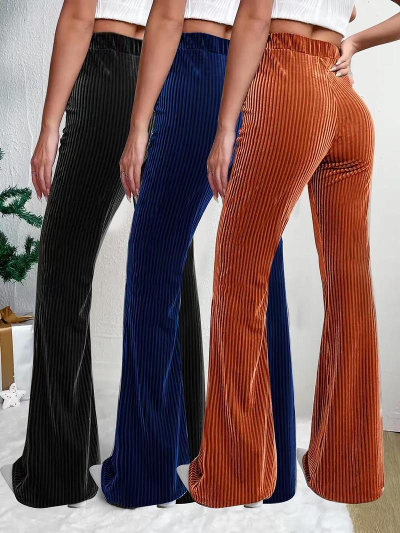 Product Introduction of Women's Solid High Waist Flare Leg Pants, Casual Comfy Bell Bottom Trousers for Daily Wear, Ladies Bottoms for All Seasons 8