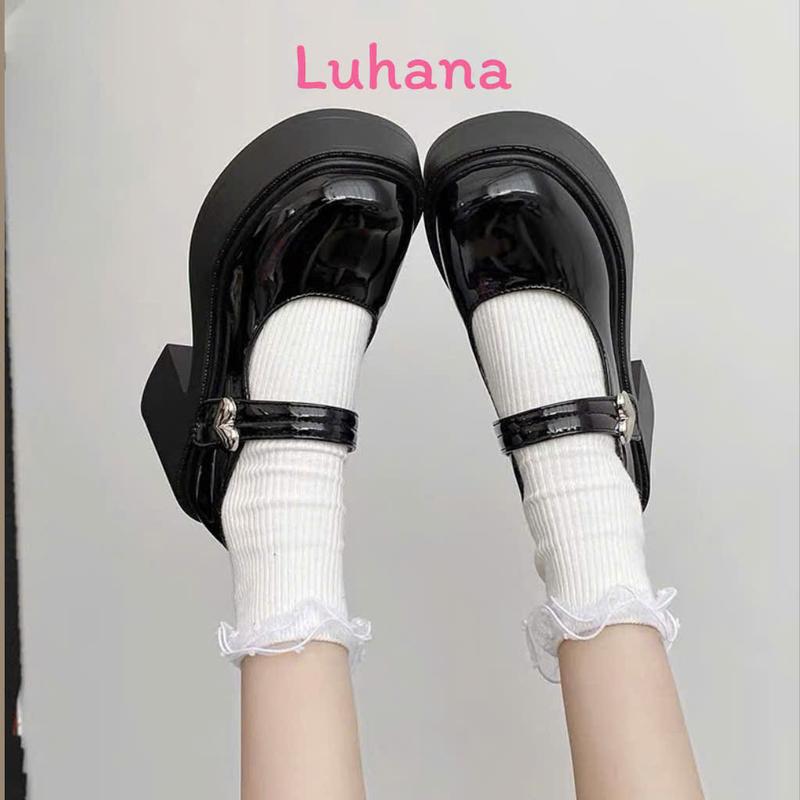 Luhana giày lolita nữ đế cao thời trang phong cách hiện đại mary jane giày cao gót đế đốc đẹp xinh 4