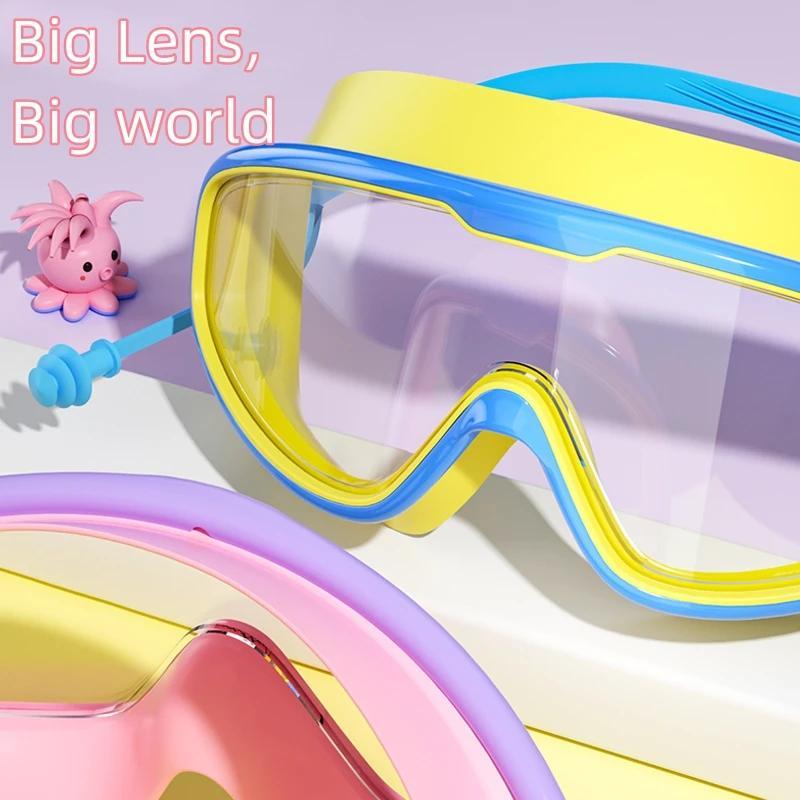 Children's Swimming Goggles & Swimming Cap & Goggles Case, Wide Viewing Angle Anti-fog UV Shattering Lens, Suitable for Children Aged 3-6/6-15 5