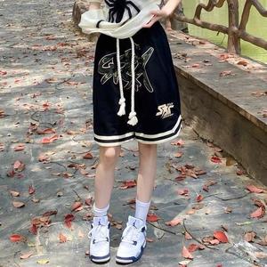 กางเกงขาสั้น Capris สายรัดตัวอักษร สำหรับเด็ก ทรงหลวม โอเวอร์ไซส์ ขาตรง มาใหม่