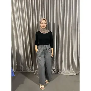 CELANA KULOT JEANS SNOW SYAKIRA RAWIS DAN  LIPAT BISA COD Semi Jeans