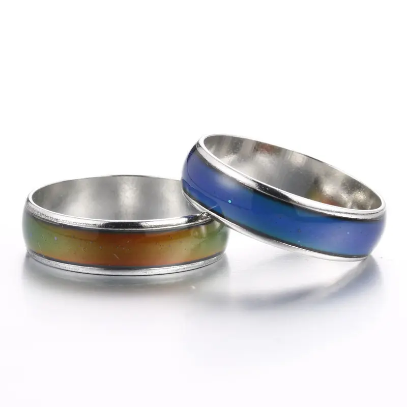 Mood Temperature Change Ring Fashion Creative Color Changing Ring Rings European and American Alloy Color Changing Ornament Wholesale