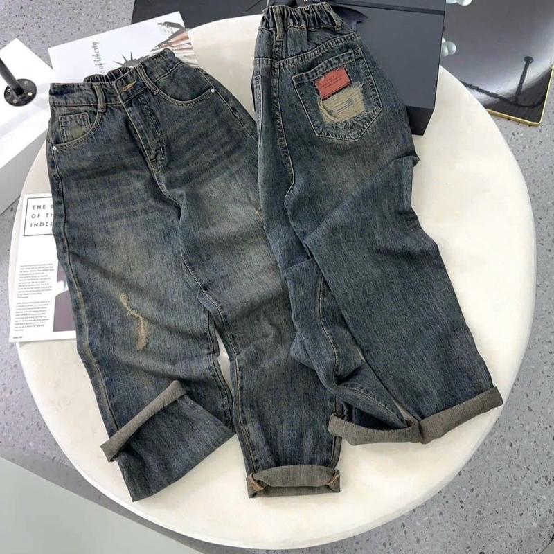 |Mã BG005| Quần baggy jean lưng thun tem túi Nữ Women Voi