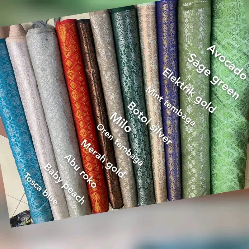 KAIN SONGKET PALEMBANG HARGA 1.5 METER - Kain Songket Semi Mesin Meteran Premium / Bahan Kain Rok Kebaya Kain Songket Asli Palembang/ Bahan Kain Songket Lemas 2