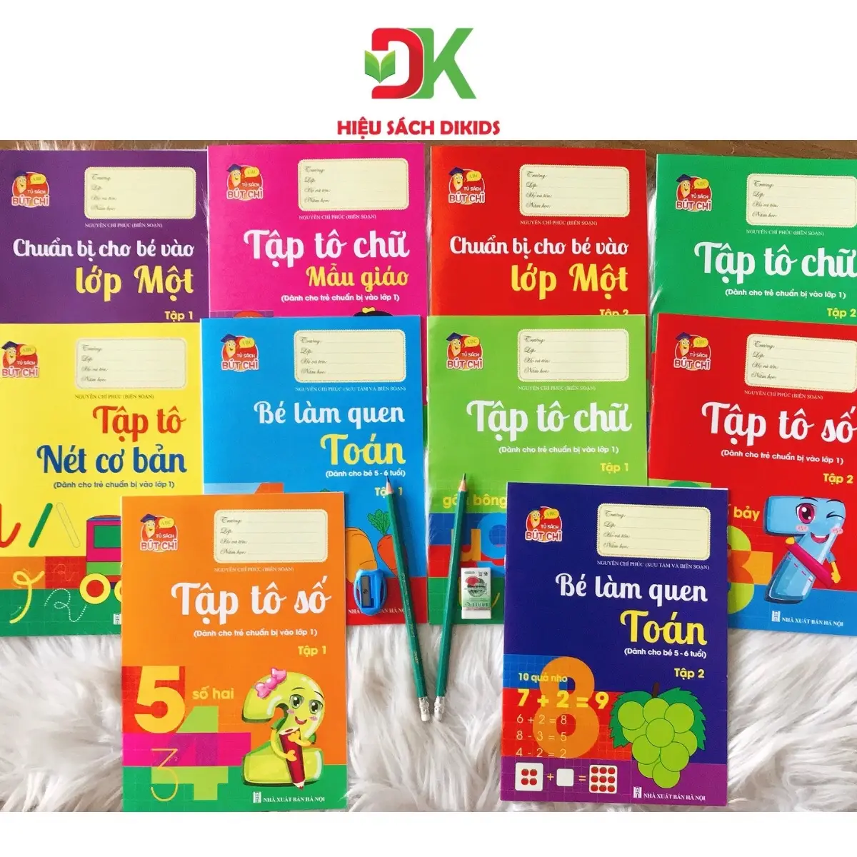 Sách - Bộ 10 cuốn tập tô , tập viết chữ, số - Tặng kèm 2 bút chì ,1 tẩy và 1 gọt-Hành trang cho bé vào lớp 1