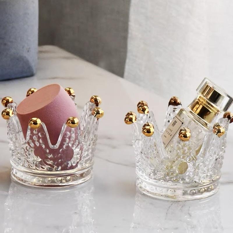 Vương Miệng Thuỷ Tinh Đựng Bông Mút, Đồ Trang Điểm, Trang Sức Và Làm Đế Đựng Nến 5