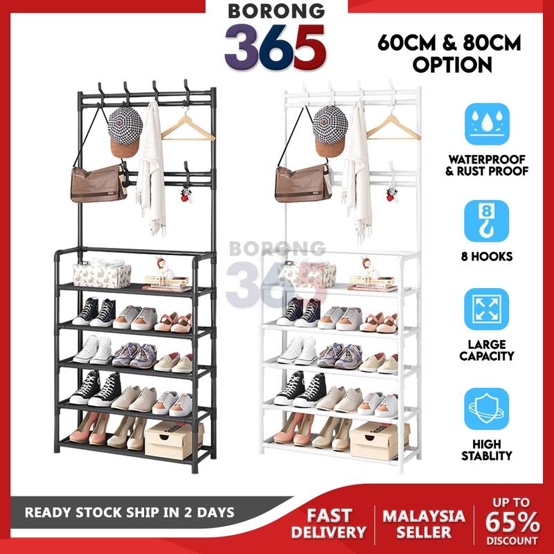 Borong365 Almari Kasut Bertingkat Rak Kasut Shoe Rack With Hanging ...