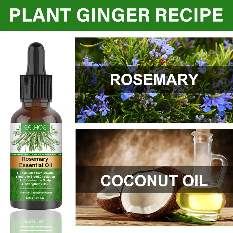 EELHOE Rosemary Moisturizing Hair Care Essential Oil, Prevent Hair Breakage Nourish Scalp Hair Growth Hair Care Essential Oil 4