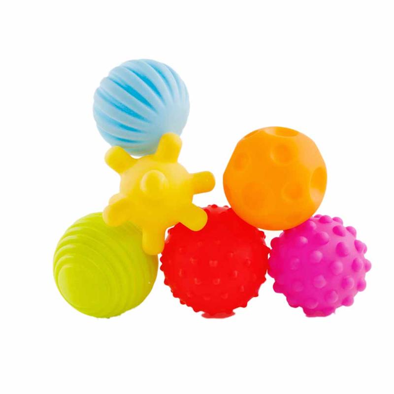 Product Introduction of Baby Hand Catching Bite Trainning Massage 6pcs Rubber Tactile Bath Infant Children Early Education Glue Soft Toy Balls 17
