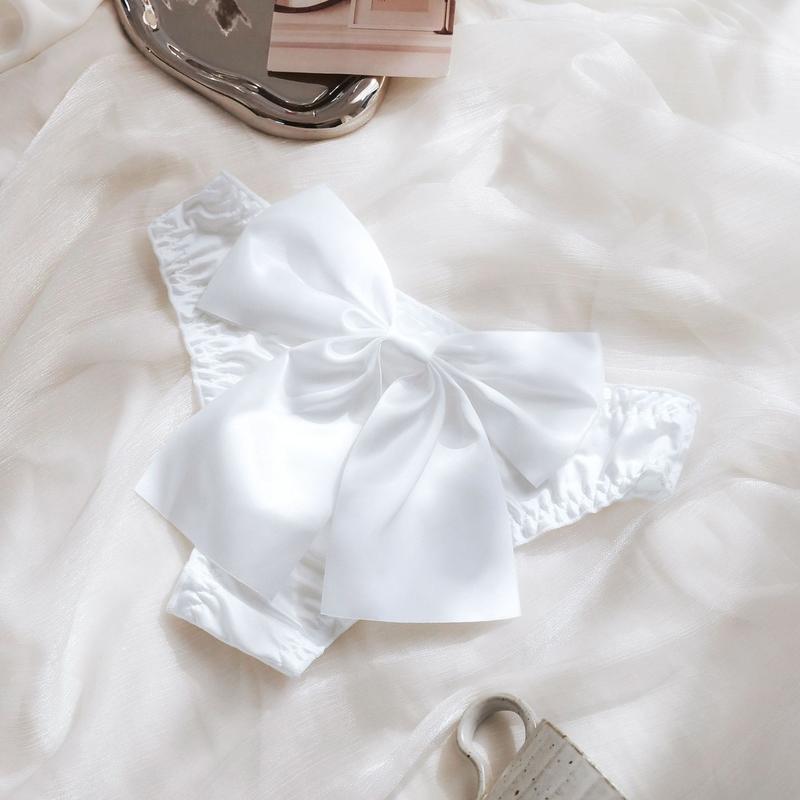 Đồ Lót Lụa Lạnh Nửa Hông, Thiết Kế Nơ Lớn Phóng Đại, Dành Cho Nữ, Cảm Giác Satin Co Giãn, Thoải Mái 0