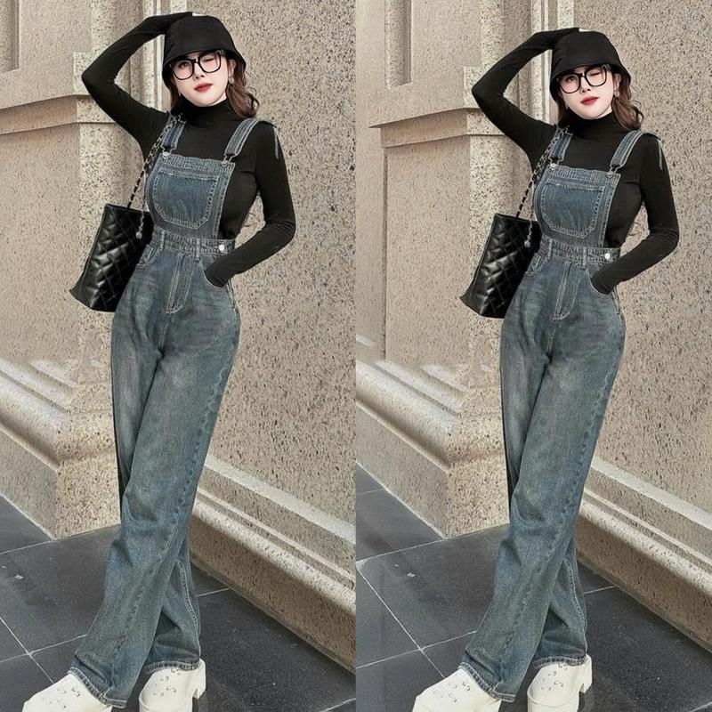 Set yếm nữ jean kèm áo trong thiết kế 2 dây dáng dài xinh xắn dành cho các nàng diên đi chơi đi têc Women top
