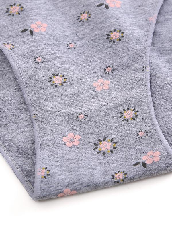 Women's 4pcs Ditsy Floral Print Panty, Soft Comfy Fit Breathable Underwear for Daily Wear, Women's Knickers for All Seasons 6