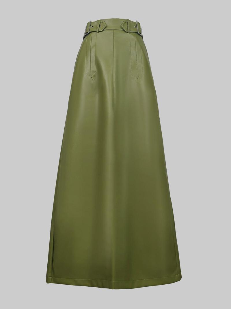 Product Introduction of Women's Solid Color Belted A Line Skirt, Fashion Casual Skirt for Daily Outdoor Wear, Ladies Bottoms for All Seasons 6