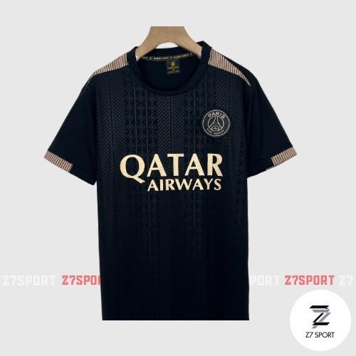 Bộ quần áo bóng đá, đồ đá banh PSG ĐEN logo THÊU vải thun lạnh cao cấp loại I Top Sport 1