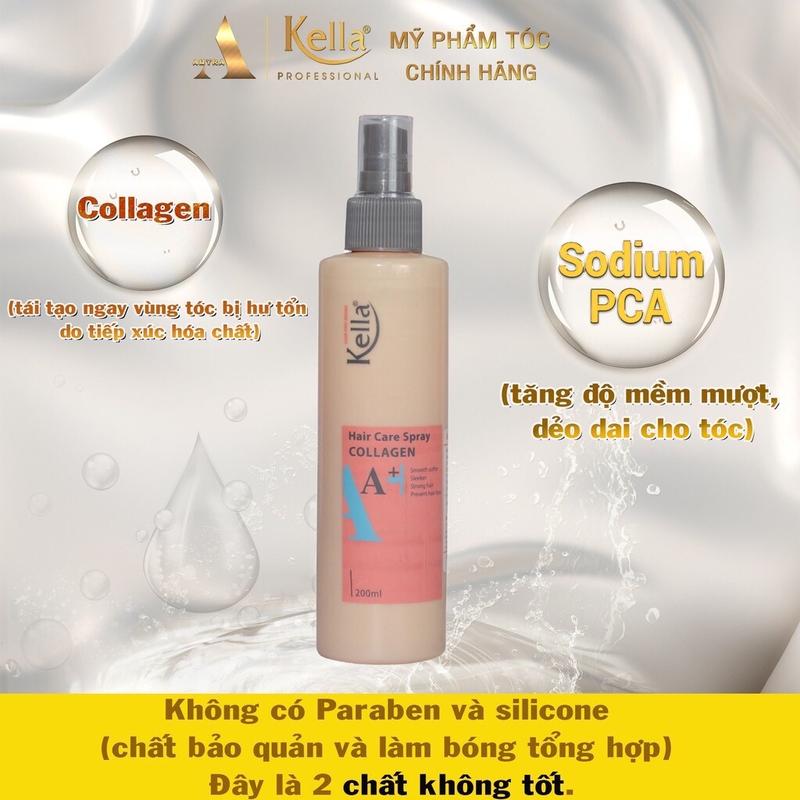 Xịt Dưỡng Tóc Cung Cấp Collagen Kella A+ - Phục Hồi Tóc Khô Xơ Không chứa silicon Không chứa silicon Chất dinh dưỡng cho tóc Chất dinh dưỡng cho tóc