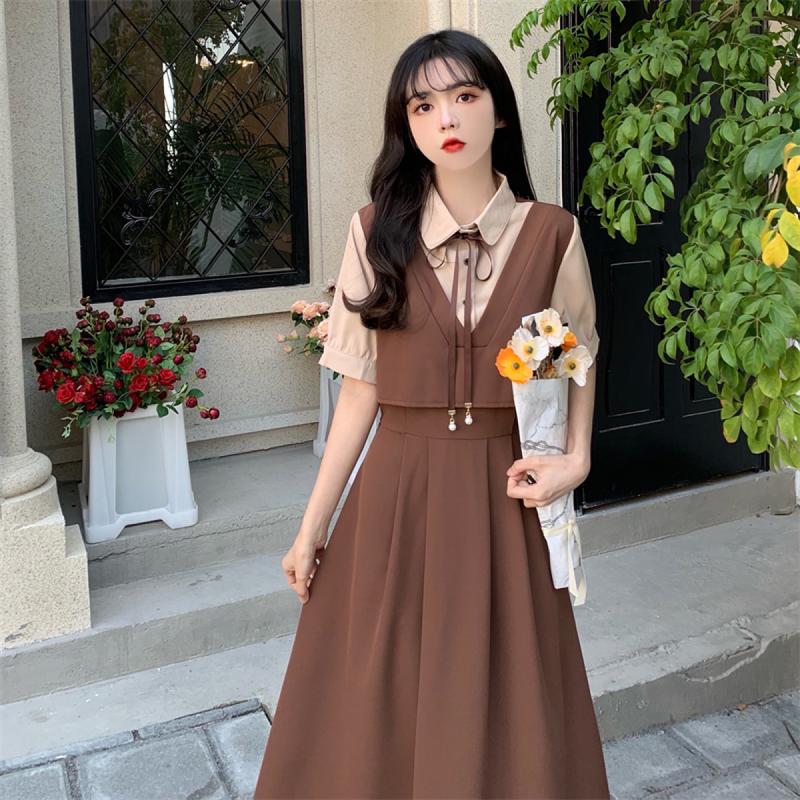 Váy Mùa Hè Cho Nữ, Phong Cách Preppy Trẻ Trung, Váy Nữ Thường Ngày Váy Dự Tiệc, Váy Phong Cách Preppy, Thiết Kế Chắp Vá, Bó Sát, Giấu Bánh, Thích Hợp Cho Váy Nữ 0