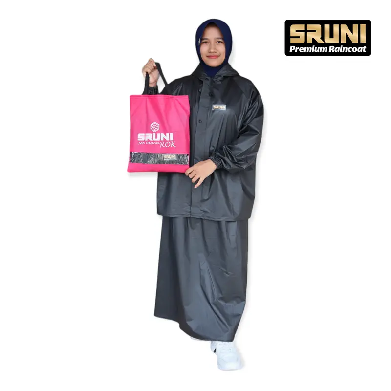 JAS HUJAN WANITA ROK BY SRUNI BAHAN TEBAL MURAH PVC 0.25 RAINCOAT ANTI REMBES ROK JAS HUJAN WANITA VIRAL Tahan air 6