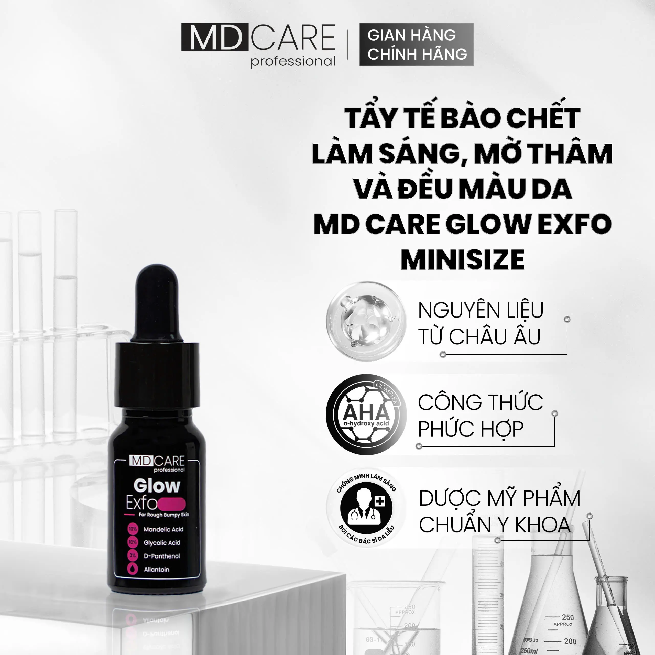 [CHÍNH HÃNG] Tẩy Tế Bào Chết Sáng Đều Màu Da MD CARE Glow Exfo Sample 10ml