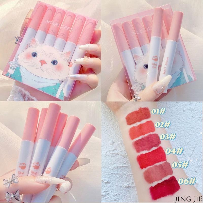 Set 6 mu ge len son kem lì dưỡng ẩm chống nước lâu trôi Nữ Cosmetic Mỹ Phẩm Son Môi Women